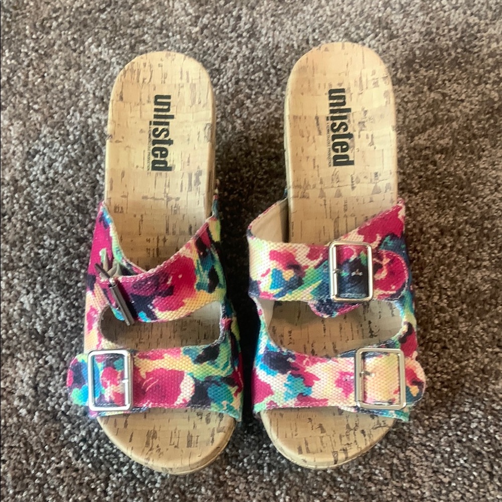 NWOT Unlisted Brand Colorful Buckle Sandals - Sz 7M